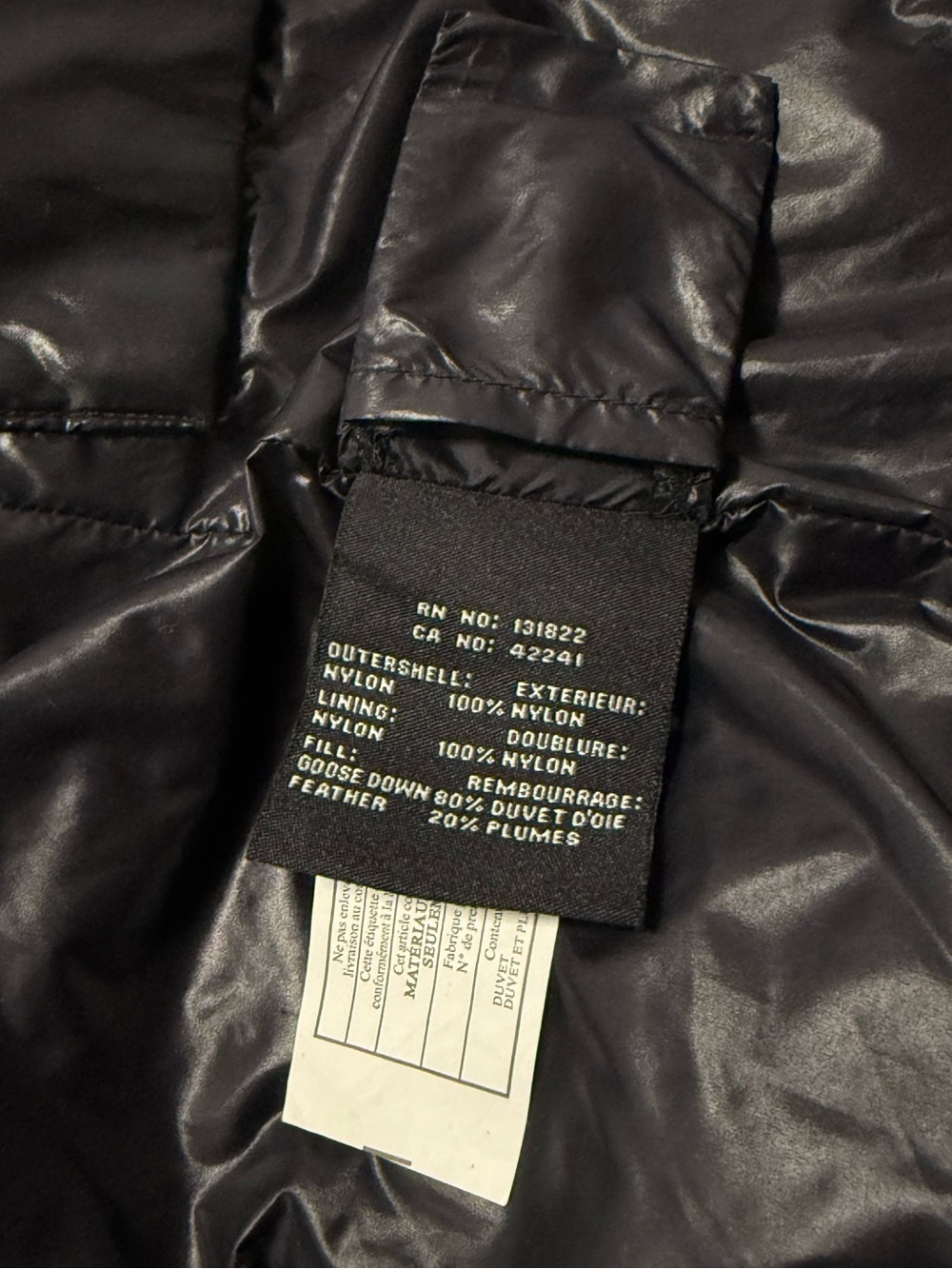 SAM. New York Black Glossy Goose Down Puffer Jacket XS Thumbhole Cuffs - Picture 12 of 14